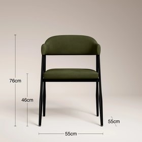 Presley Carver Dining Chair | Olive Green Sustainable Velvet & Black