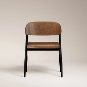 Presley Carver Dining Chair | Vintage Tan Faux Leather & Black