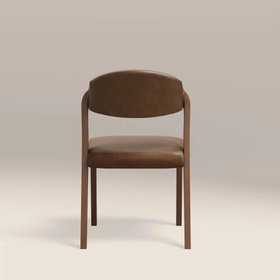 Kennedy Dining Chair | Vintage Tan Faux Leather & Walnut