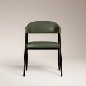 Presley Carver Dining Chair | Vintage Green Faux Leather & Black
