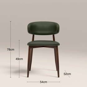 Halston Dining Chair | Vintage Green Faux Leather & Walnut