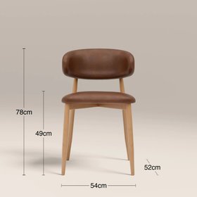 Halston Dining Chair | Vintage Tan Faux Leather & Oak