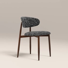 Halston Dining Chair | Bauhaus Wave Monochrome Fabric & Walnut
