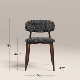 Halston Dining Chair | Bauhaus Wave Monochrome Fabric & Walnut