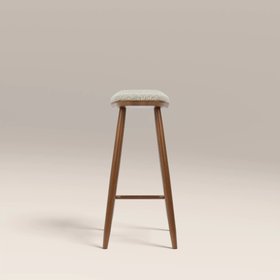 Hatton Wooden Kitchen Stool | Speckled Stone Sustainable Boucle & Walnut