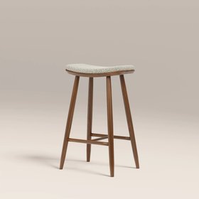 Hatton Wooden Kitchen Stool | Speckled Stone Sustainable Boucle & Walnut