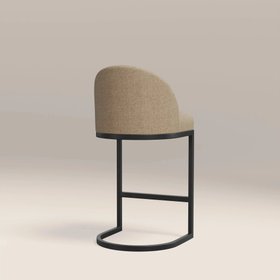 Matteo Kitchen Stool with Backrest | Latte Sustainable Fabric