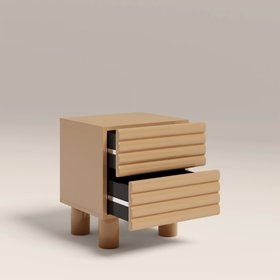 Raphael 2 Drawer Bedside Table | High Gloss Taupe