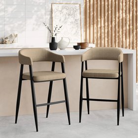Presley Kitchen Stool | Latte Sustainable Fabric & Black