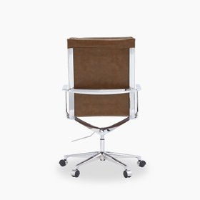 Urma High Back Office Chair | Vintage Tan Faux Leather & Chrome