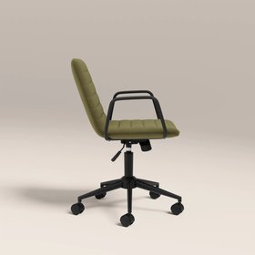 Gianna Office Chair | Moss Green Sustainable Mohair Velvet & Black