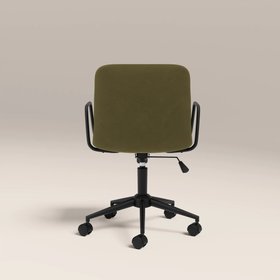 Gianna Office Chair | Moss Green Sustainable Mohair Velvet & Black