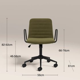 Gianna Office Chair | Moss Green Sustainable Mohair Velvet & Black