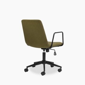 Gianna Office Chair | Moss Green Sustainable Mohair Velvet & Black