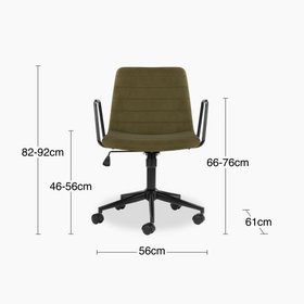 Gianna Office Chair | Moss Green Sustainable Mohair Velvet & Black