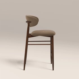 Halston Kitchen Stool | Truffle Brown Sustainable Mohair Velvet & Walnut