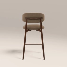 Halston Kitchen Stool | Truffle Brown Sustainable Mohair Velvet & Walnut