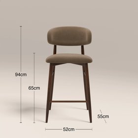 Halston Kitchen Stool | Truffle Brown Sustainable Mohair Velvet & Walnut