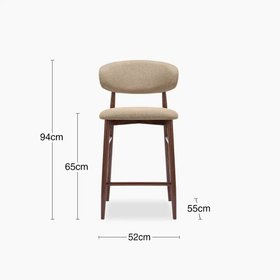 Halston Kitchen Stool | Latte Sustainable Fabric & Walnut