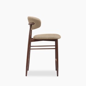 Halston Kitchen Stool | Latte Sustainable Fabric & Walnut