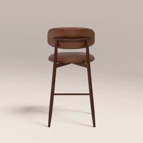 Halston Kitchen Stool | Vintage Tan Faux Leather & Walnut