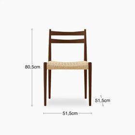 Caleb Wooden Dining Chair | Natural Weave & Walnut