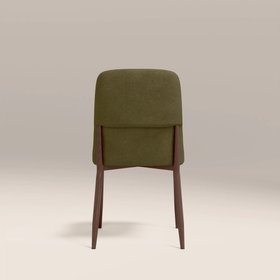 Amari Dining Chair | Moss Green Sustainable Mohair Velvet & Walnut