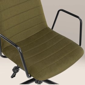 Gianna Office Chair | Moss Green Sustainable Mohair Velvet & Black