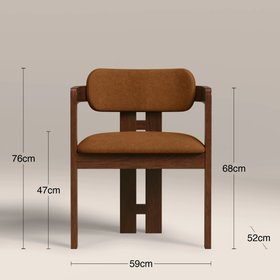 Hallie Wooden Carver Dining Chair | Caramel Brown Sustainable Mohair Velvet & Walnut
