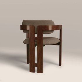 Hallie Wooden Carver Dining Chair | Truffle Brown Sustainable Mohair Velvet & Walnut