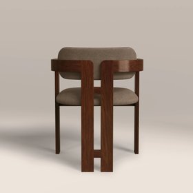 Hallie Wooden Carver Dining Chair | Truffle Brown Sustainable Mohair Velvet & Walnut