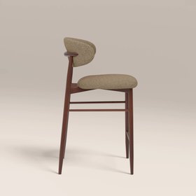 Halston Kitchen Stool | Latte Sustainable Fabric & Walnut
