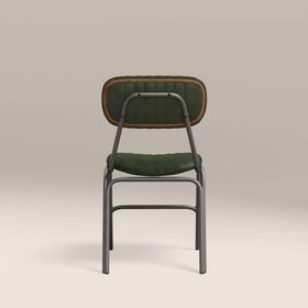 Boston Dining Chair | Dark Green Faux Leather & Gunmetal