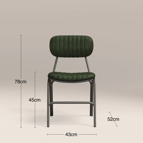 Boston Dining Chair | Dark Green Faux Leather & Gunmetal