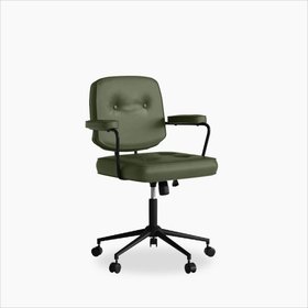 Paige Office Chair | Vintage Green Faux Leather & Black