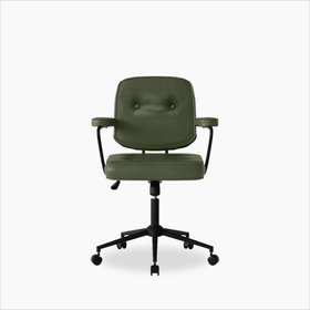 Paige Office Chair | Vintage Green Faux Leather & Black