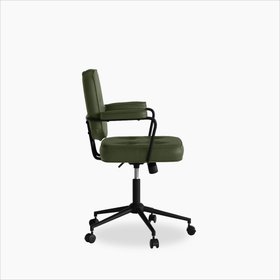 Paige Office Chair | Vintage Green Faux Leather & Black