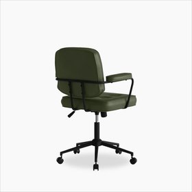 Paige Office Chair | Vintage Green Faux Leather & Black