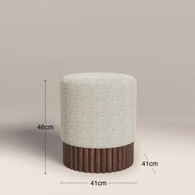 Oberon Pouffe | Speckled Stone Sustainable Boucle & Walnut