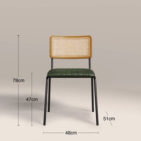 Willis Stackable Dining Chair | Vintage Green Faux Leather & Black