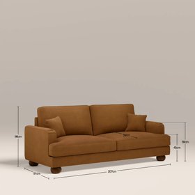 Nola 3 Seater Sofa | Caramel Brown Sustainable Mohair Velvet
