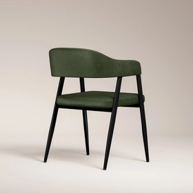 Presley Carver Dining Chair | Vintage Green Faux Leather & Black