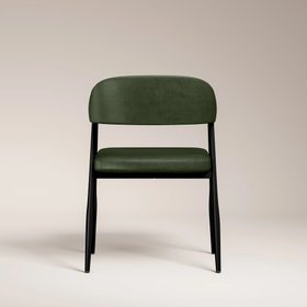 Presley Carver Dining Chair | Vintage Green Faux Leather & Black
