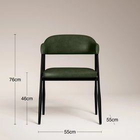 Presley Carver Dining Chair | Vintage Green Faux Leather & Black