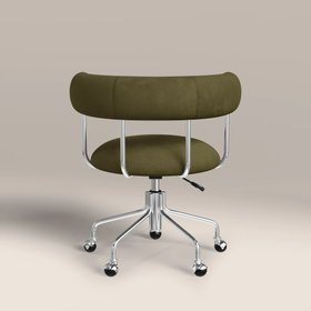 Rae Office Chair | Moss Green Sustainable Mohair Velvet & Chrome