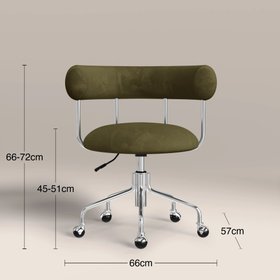Rae Office Chair | Moss Green Sustainable Mohair Velvet & Chrome