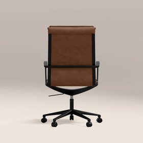 Bria High Back Office Chair | Vintage Tan Faux Leather & Black