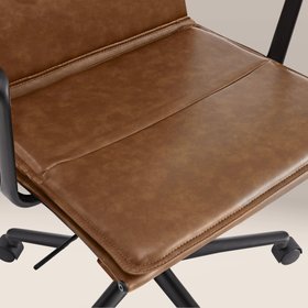 Bria High Back Office Chair | Vintage Tan Faux Leather & Black