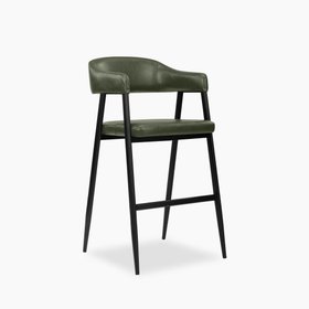 Presley Kitchen Stool | Vintage Green Faux Leather & Black
