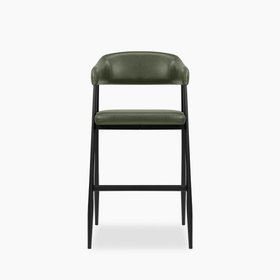 Presley Kitchen Stool | Vintage Green Faux Leather & Black